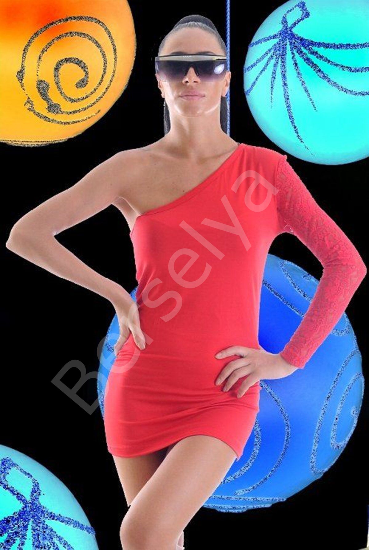 Terry Pau Tp1961370 Dantel Tek Kol  Mini Elbise