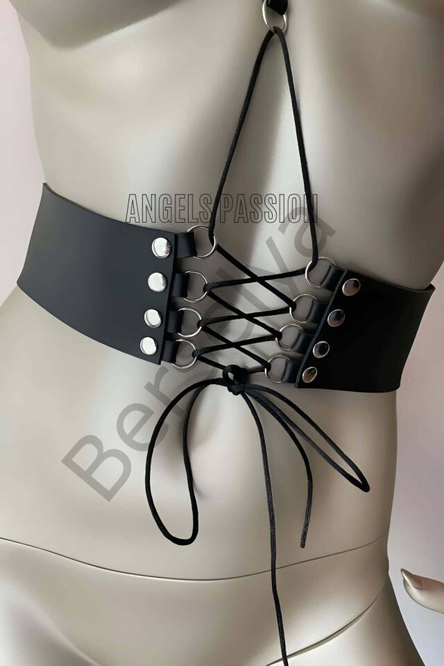 Klipsli Deri Korse Harness - Deri Korse Elbise - Brf594