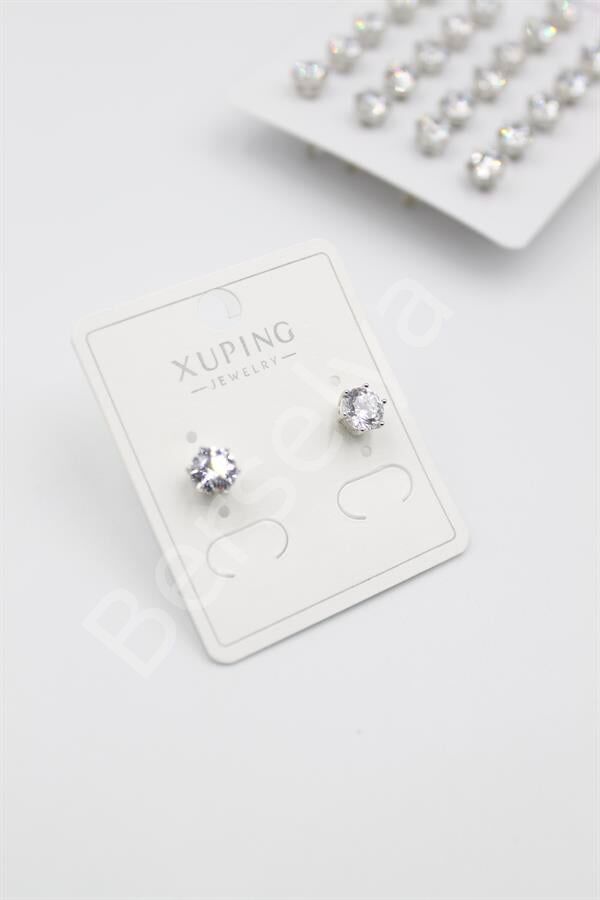 Büyük Boy Zirkon Taşlı Tektaş  Küpe - Gümüş