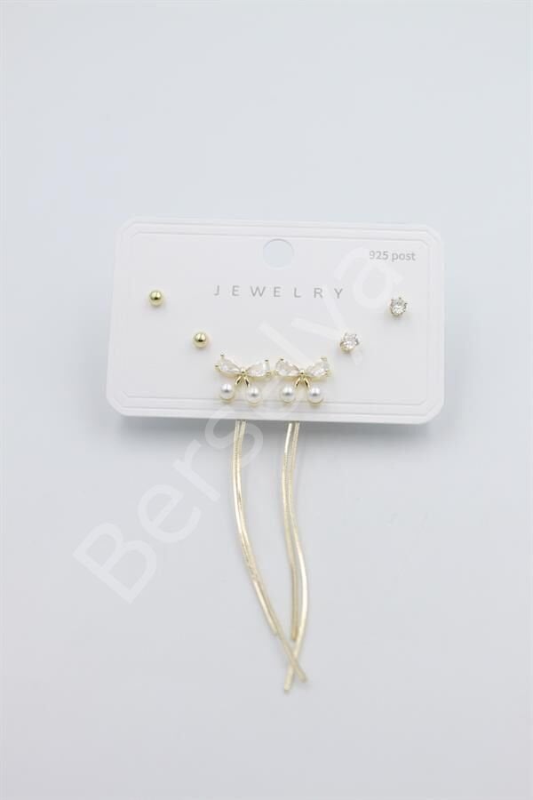 Çoklu Set Küpe - Altın