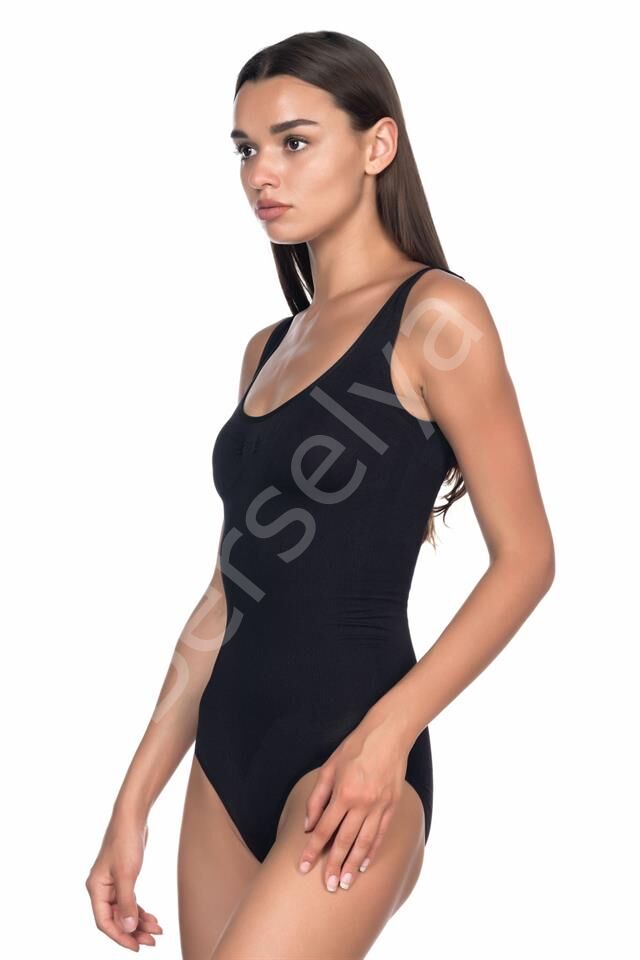 Siyah Emay 1924 Soft Kalın Askıllı Çıtçıtlı Body