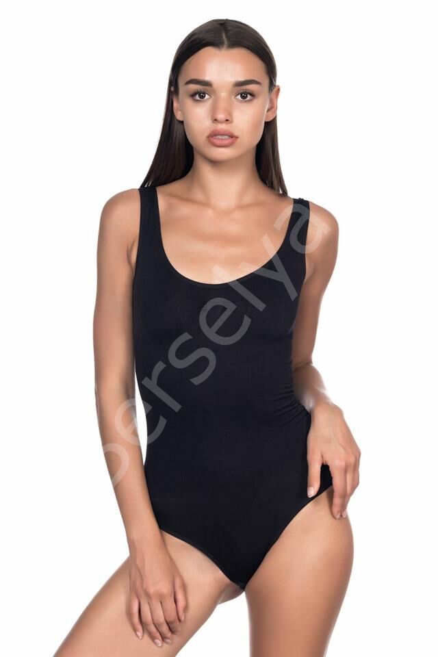 Siyah Emay 1924 Soft Kalın Askıllı Çıtçıtlı Body