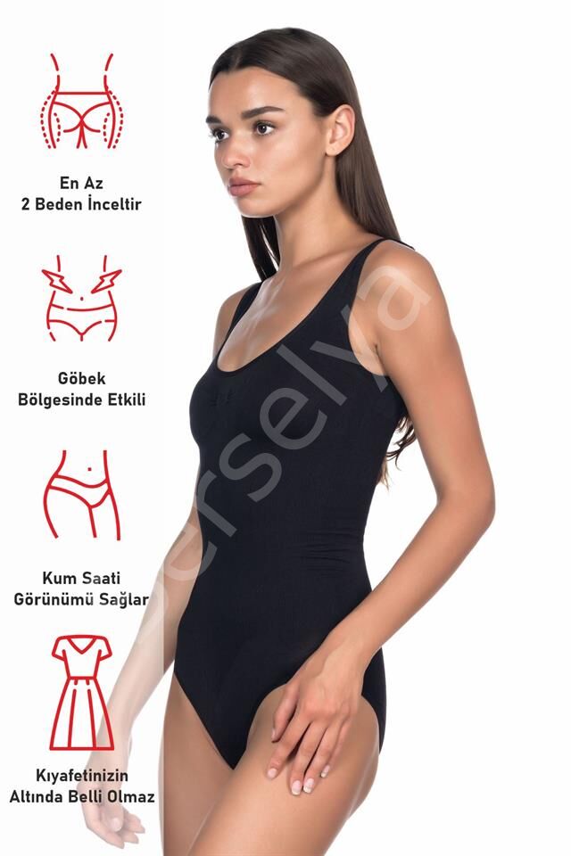Siyah Emay 1924 Soft Kalın Askıllı Çıtçıtlı Body