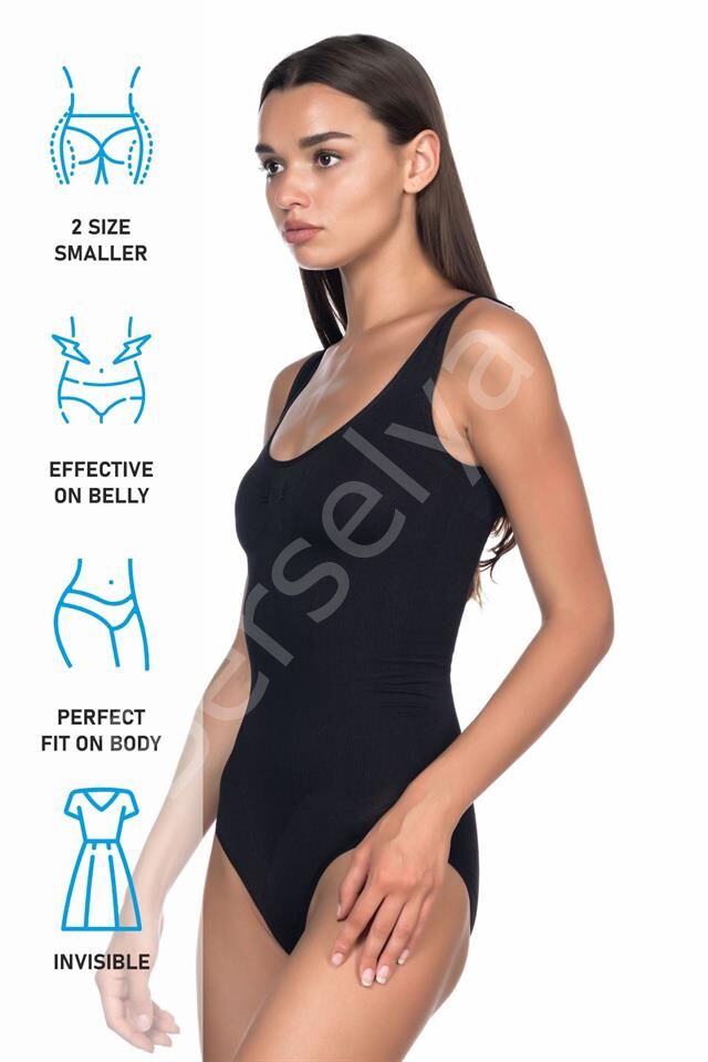 Siyah Emay 1924 Soft Kalın Askıllı Çıtçıtlı Body