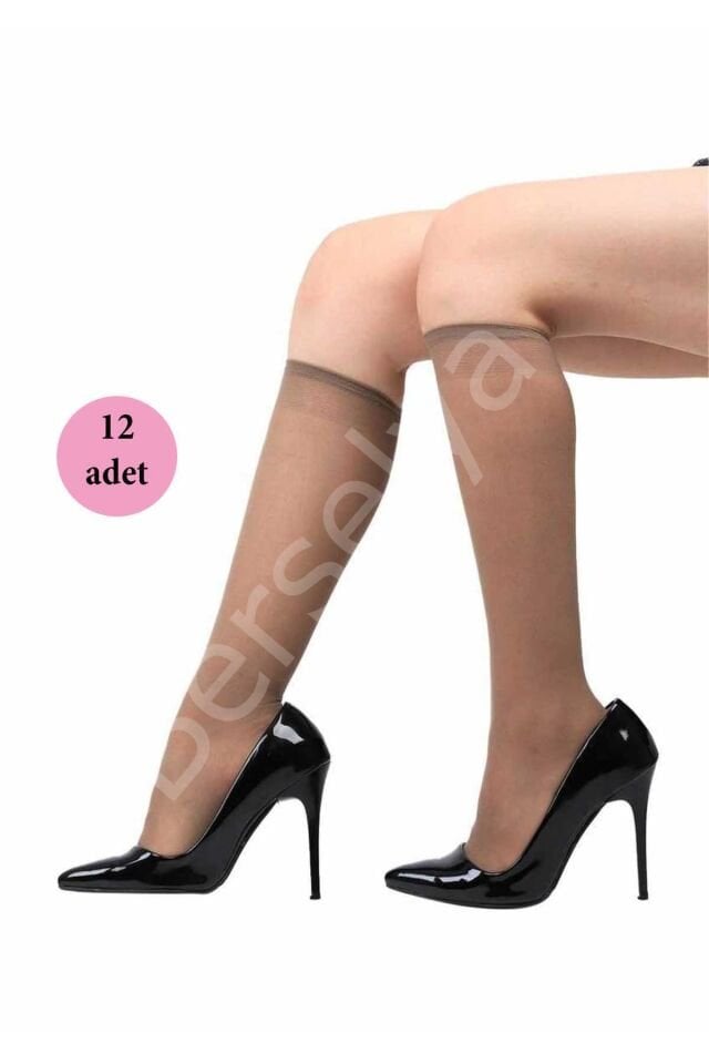 12 Adet Orta Kalın Dizaltı Çorap 40 denye 86 Vizon