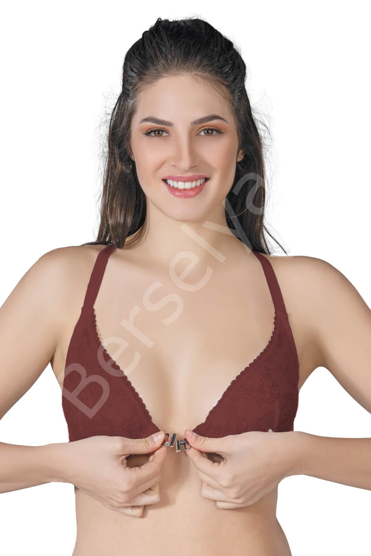 Bordo Mı Emay 187 C Önden Açılır Balenli Sporcu Sütyen