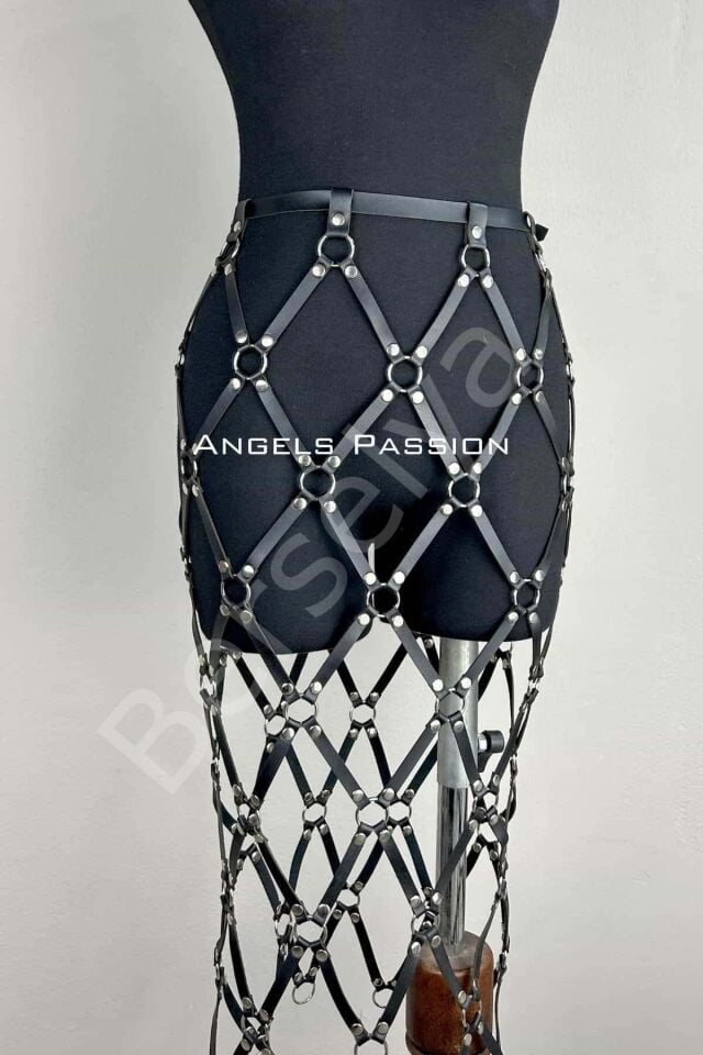 Harness Etek, Deri Örgü Harness Etek, Şık Tayt Üzeri Etek - Brf410