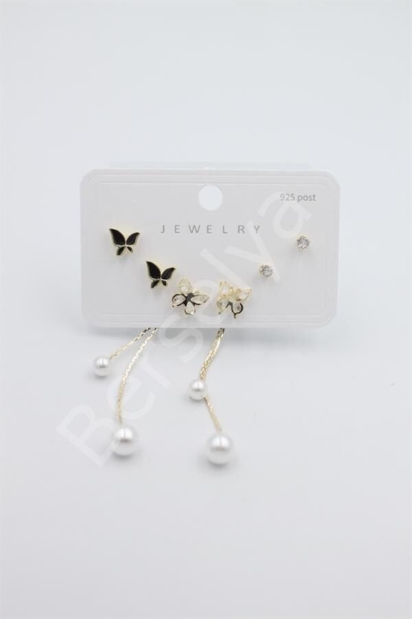 Çoklu Set Küpe - Altın