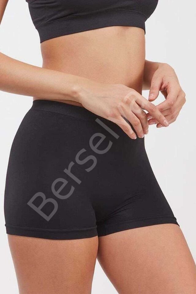 Elite Life Dikişsiz Kadın Boxer Siyah Şort 830 S-M