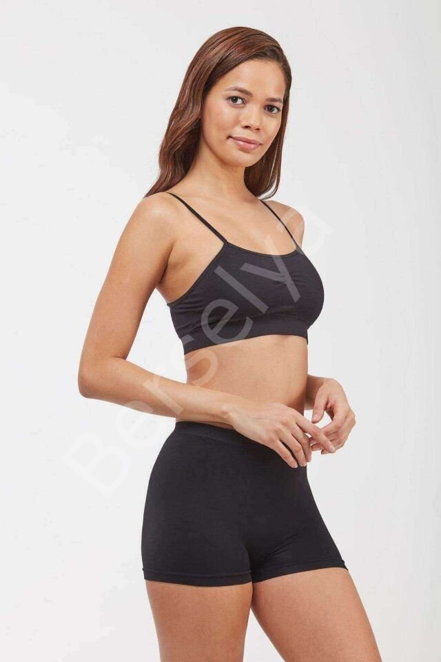 Elite Life Dikişsiz Kadın Boxer Siyah Şort 830 S-M