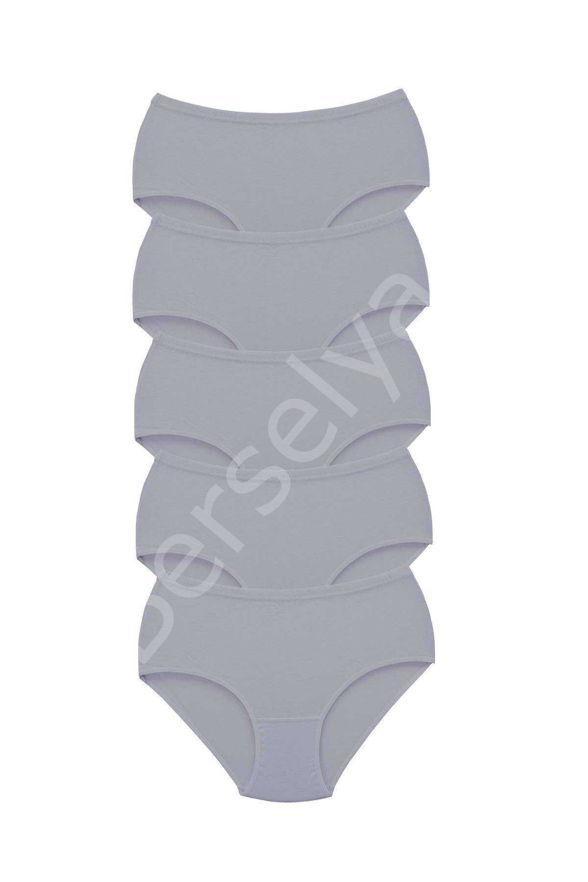 5 Adet Tutku Kadın Yüksek Bel Bato Kalın Lastik Külot Gri