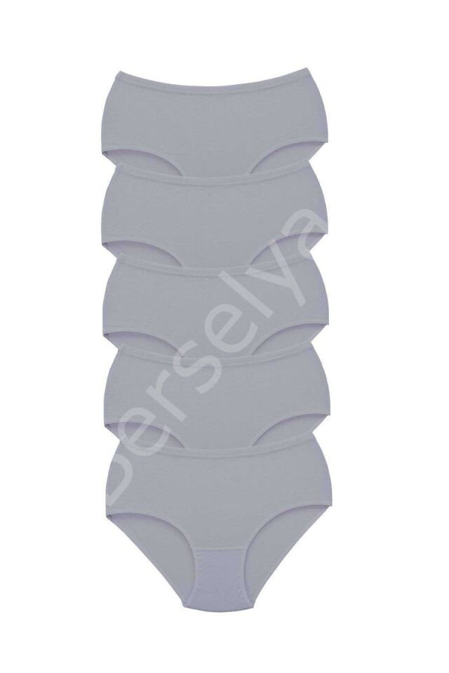 5 Adet Tutku Kadın Yüksek Bel Bato Kalın Lastik Külot Gri