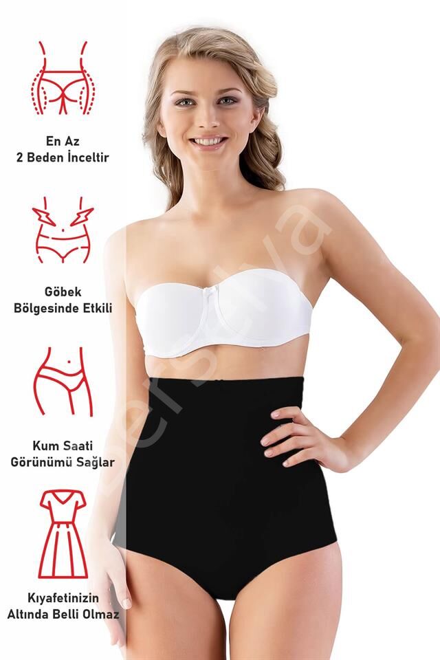 Siyah Emay 2813 Yüksek Bel Slip Lazer Korse