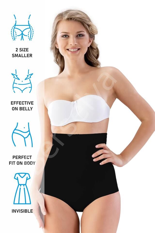 Siyah Emay 2813 Yüksek Bel Slip Lazer Korse