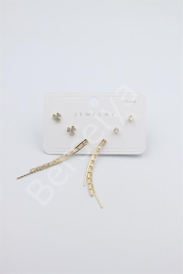 Çoklu Set Küpe - Altın