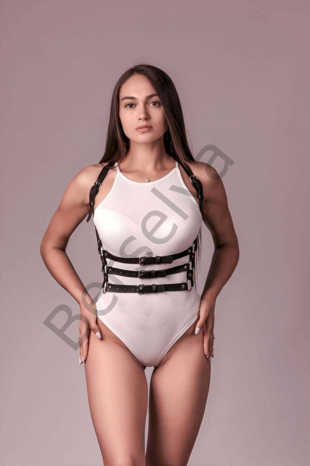 3 Sıralı Göğüs Harness, Club Aksesuar, Seksi Deri Dans Aksesuarı - Brf600