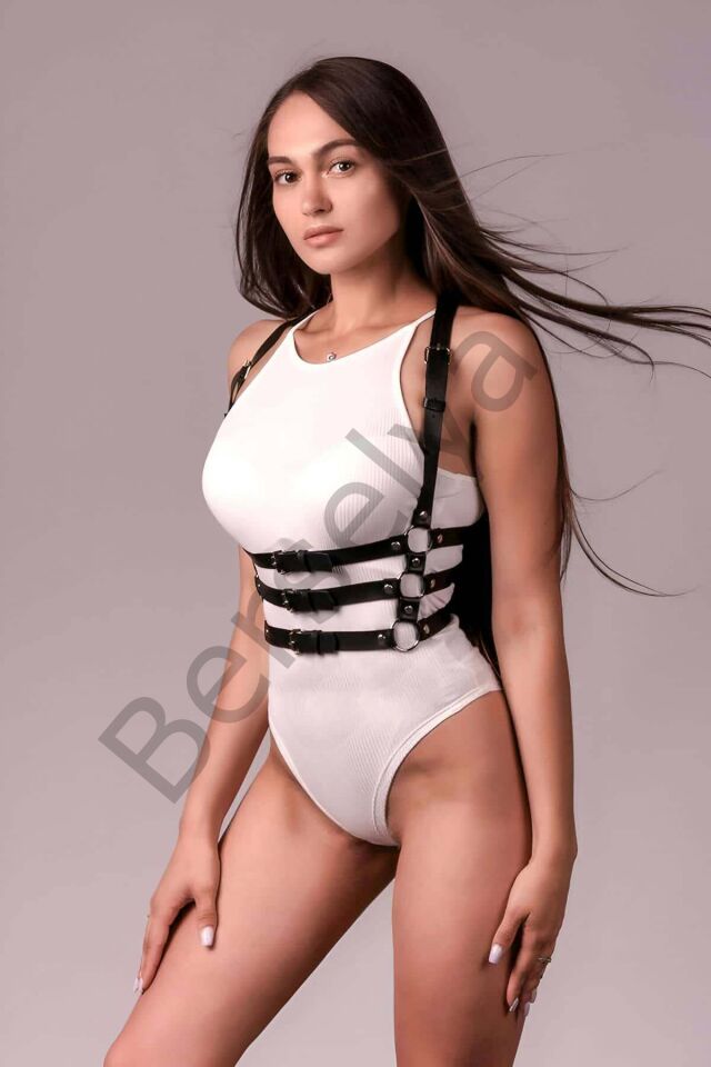 3 Sıralı Göğüs Harness, Club Aksesuar, Seksi Deri Dans Aksesuarı - Brf600