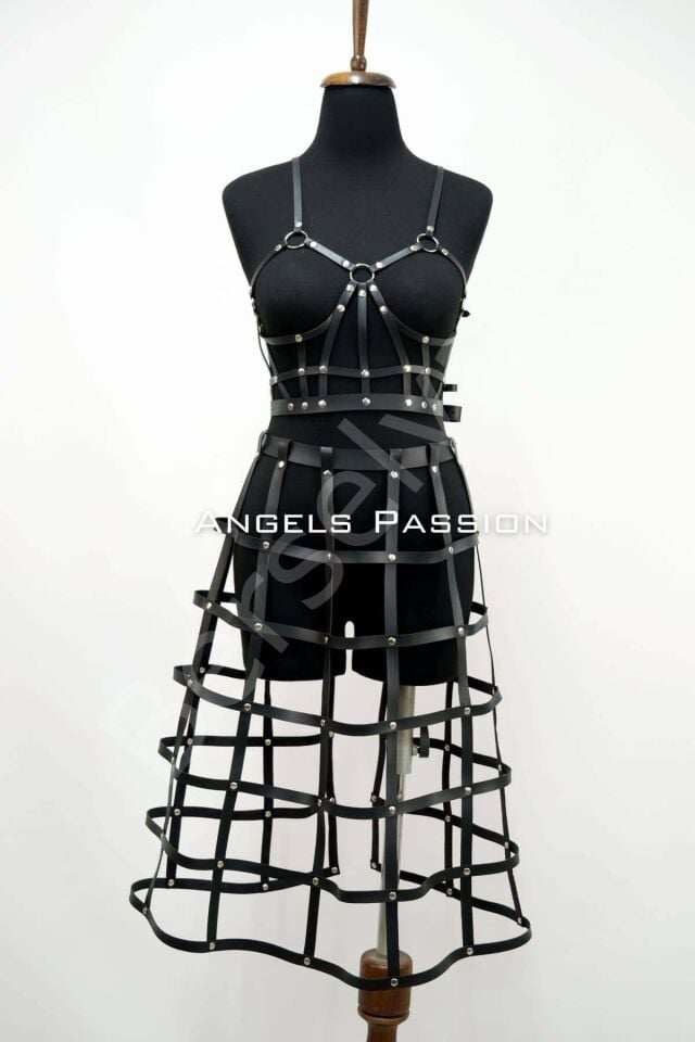 Deri Etek Ve Deri Göğüs Harness Takım, Cosplaywear - Brf1013
