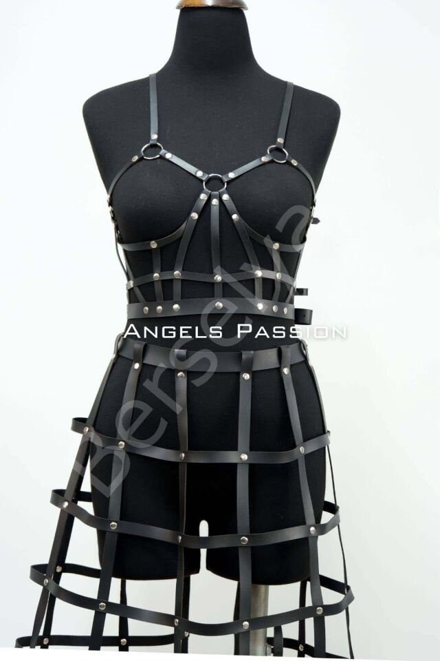 Deri Etek Ve Deri Göğüs Harness Takım, Cosplaywear - Brf1013