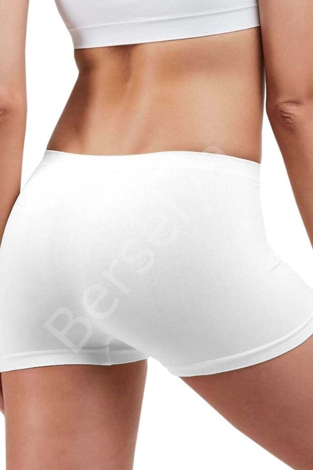 Elite Life Dikişsiz Kadın Boxer Beyaz Şort 830 L-XL