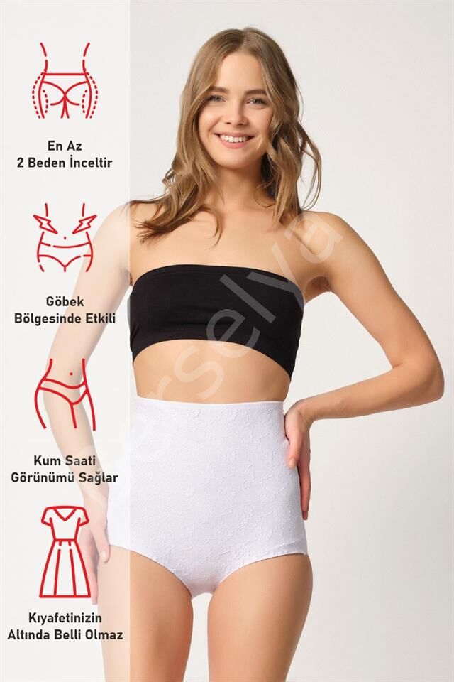 Beyaz Emay 2842 Lazer Dantelli Slip Korse