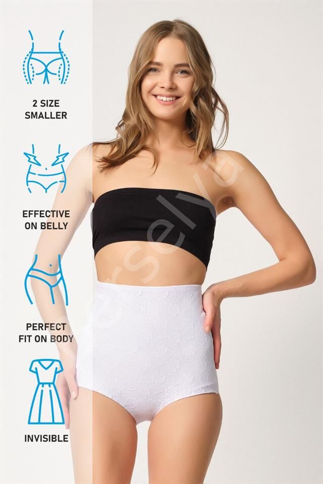 Beyaz Emay 2842 Lazer Dantelli Slip Korse