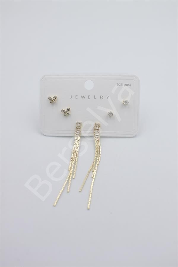 Çoklu Set Küpe - Altın