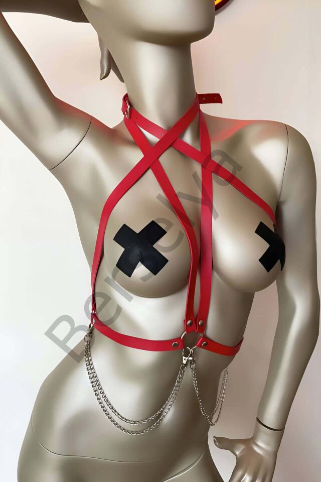 T-shirt Üzeri Deri Aksesuar, Gömlek Üzeri Şık Deri Harness - Brf52