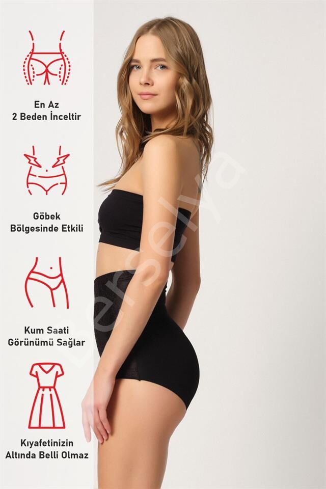 Siyah Emay 2842 Lazer Dantelli Slip Korse