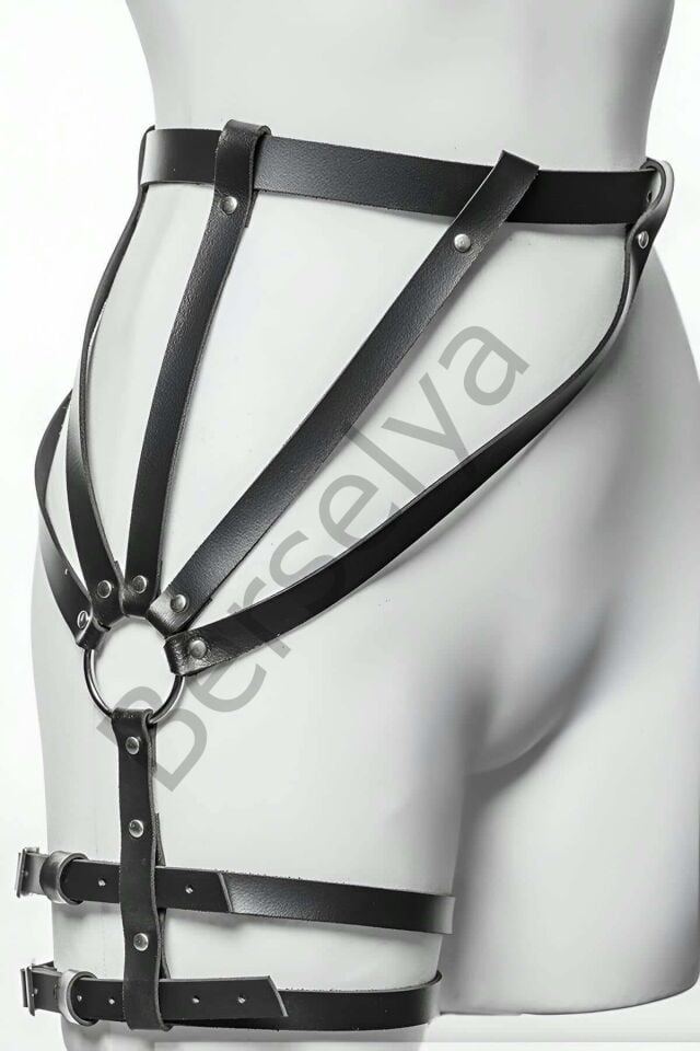 Bacağı Saran Şık Deri Bacak Harness, Tayt Üzeri Deri Aksesuar - Brf595