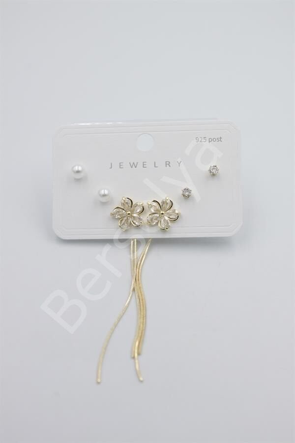 Çoklu Set Küpe - Altın