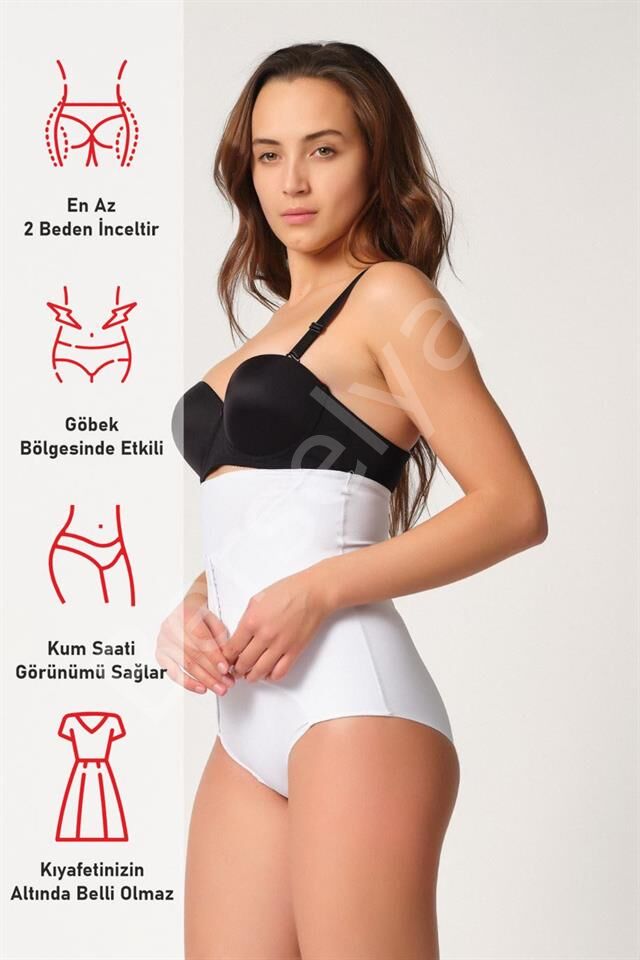 Beyaz Emay 2932 Double Karın Agraf Destekli Slip Lazer Korse