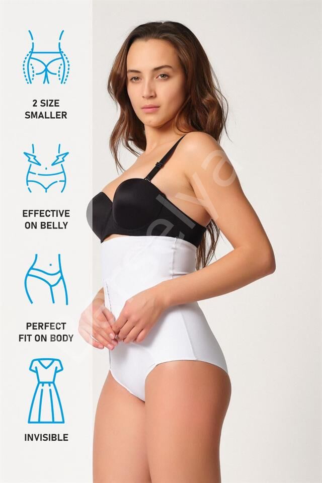 Beyaz Emay 2932 Double Karın Agraf Destekli Slip Lazer Korse