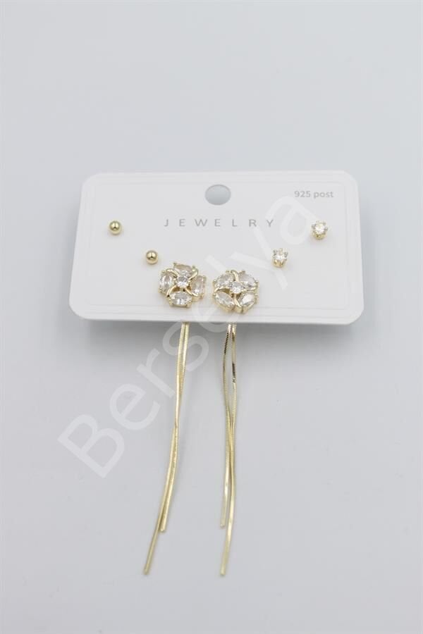 Çoklu Set Küpe - Altın