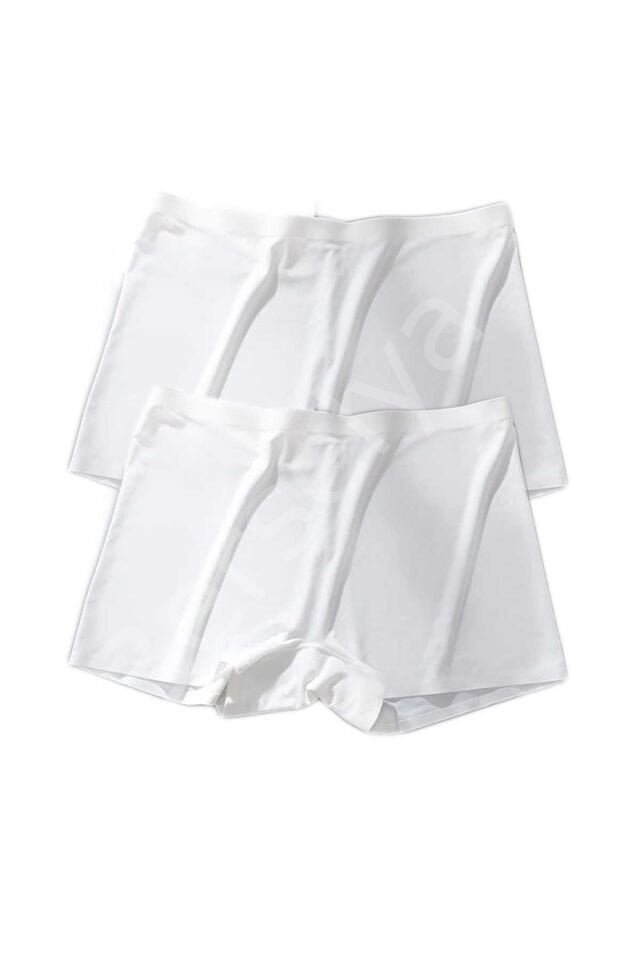 2 Adet Kadın Dikişsiz Görünmez İz Yapmaz Mini Şort Boxer Beyaz