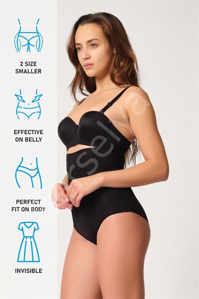 Siyah Emay 2932 Double Karın Agraf Destekli Slip Lazer Korse