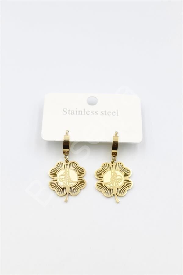 Tuğra Yonca Küpe - Altın