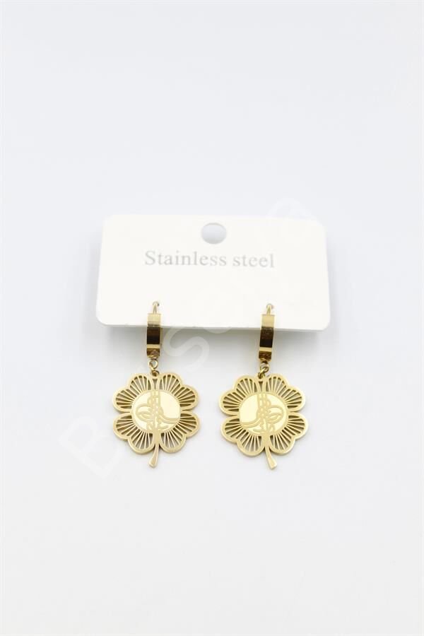 Tuğra Yonca Küpe - Altın