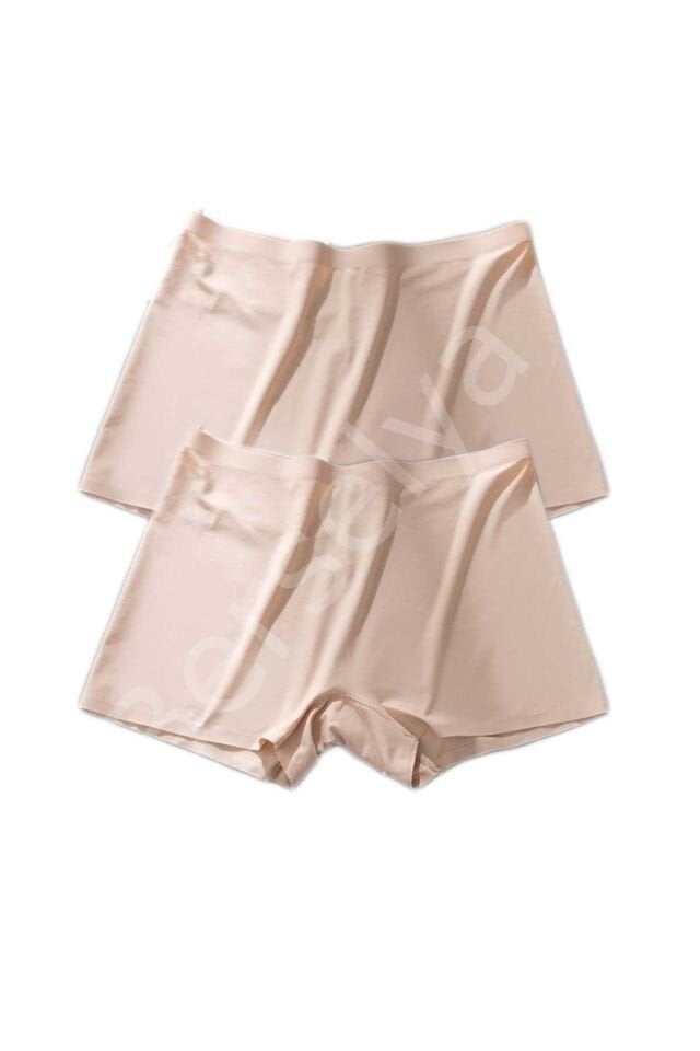 2 Adet Kadın Dikişsiz Görünmez İz Yapmaz Mini Şort Boxer Ten