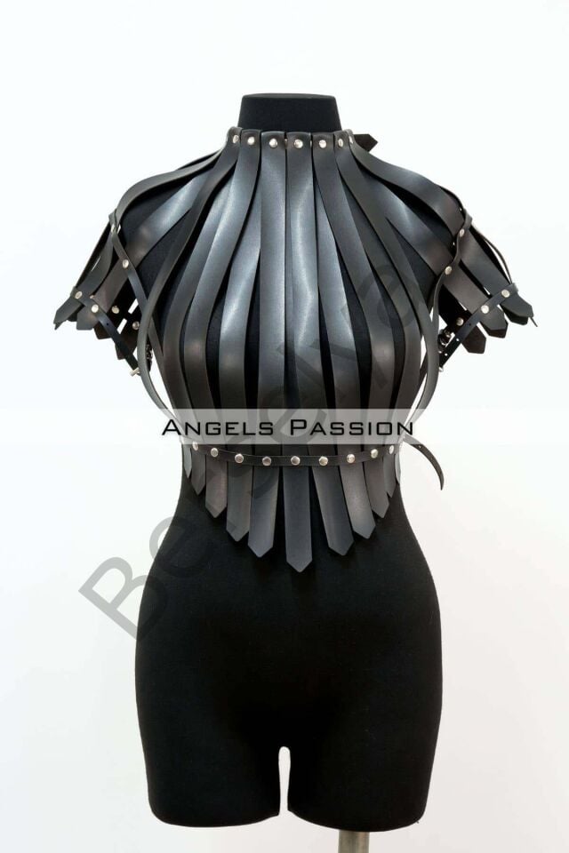 Crop Büstiyer Harness, Deri Göğüs Harness, Gömlek Üzeri Harness - Brf1257