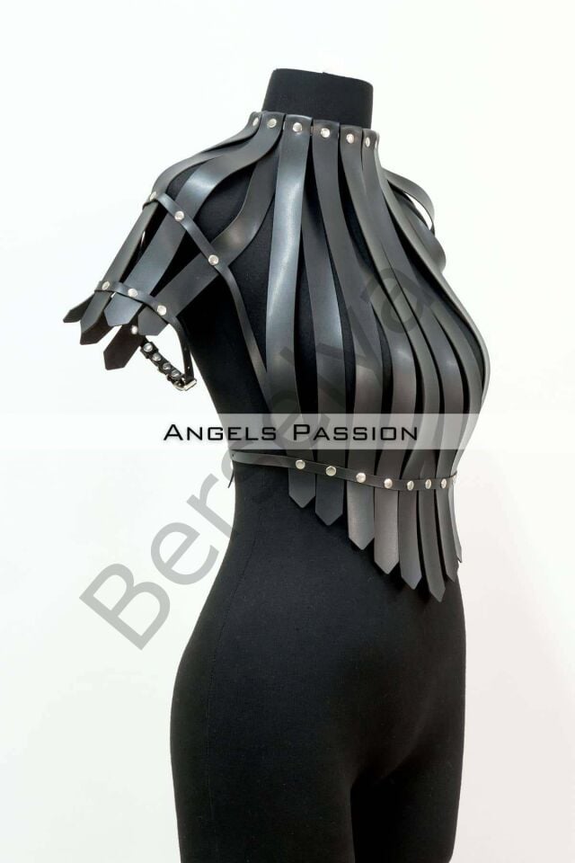 Crop Büstiyer Harness, Deri Göğüs Harness, Gömlek Üzeri Harness - Brf1257