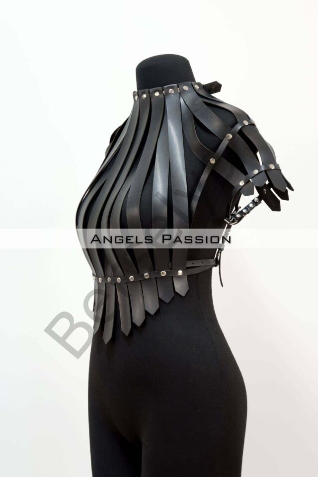 Crop Büstiyer Harness, Deri Göğüs Harness, Gömlek Üzeri Harness - Brf1257