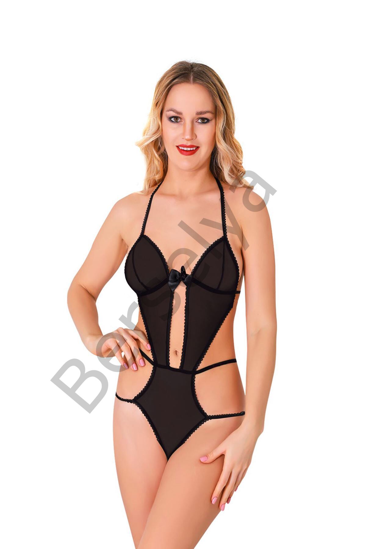 Siyah Lcralı Tül Bodysuit - 931