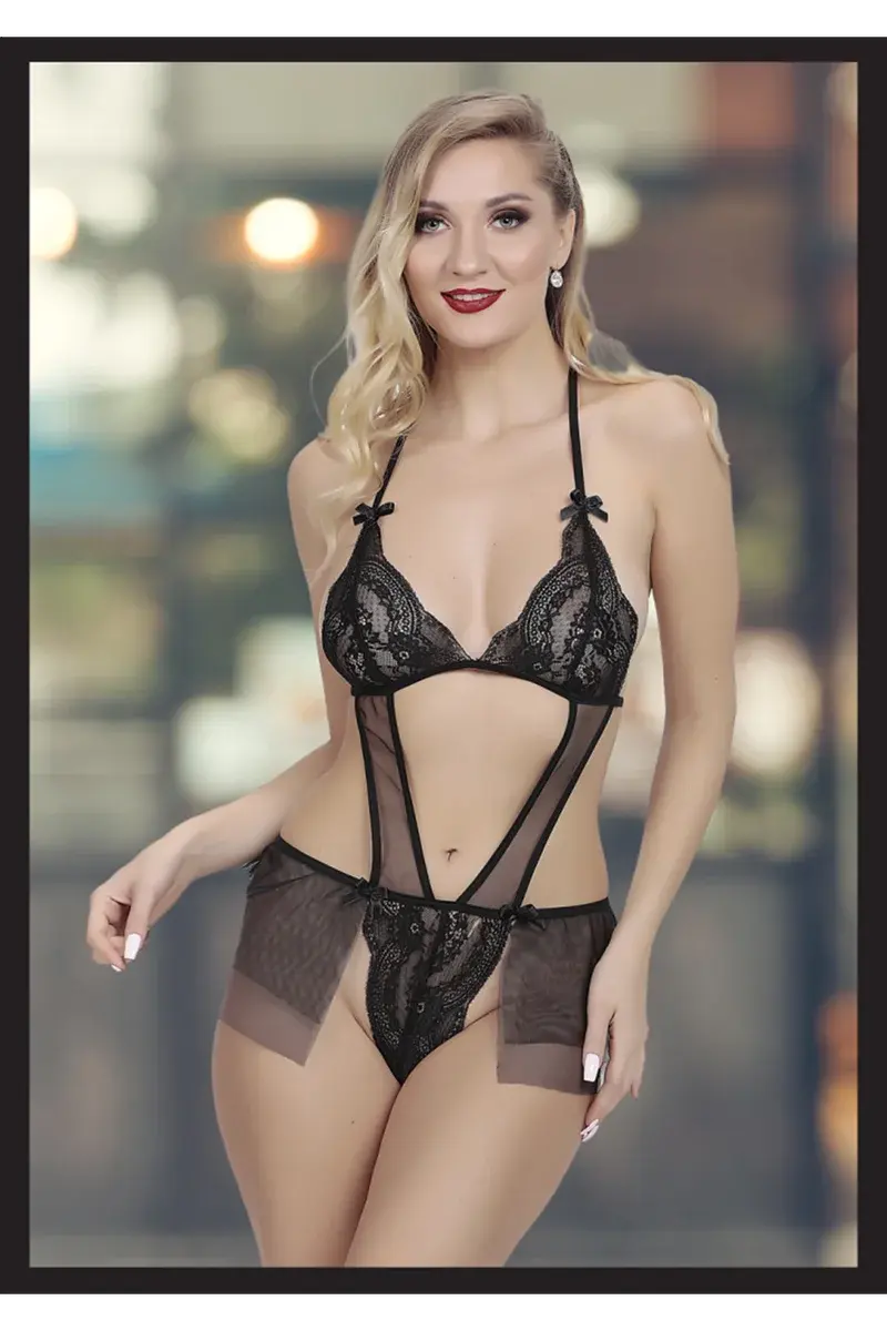Kadin Siyah Seksi Fantezi Ozel Tasarim Etekli Fantezi Babydoll