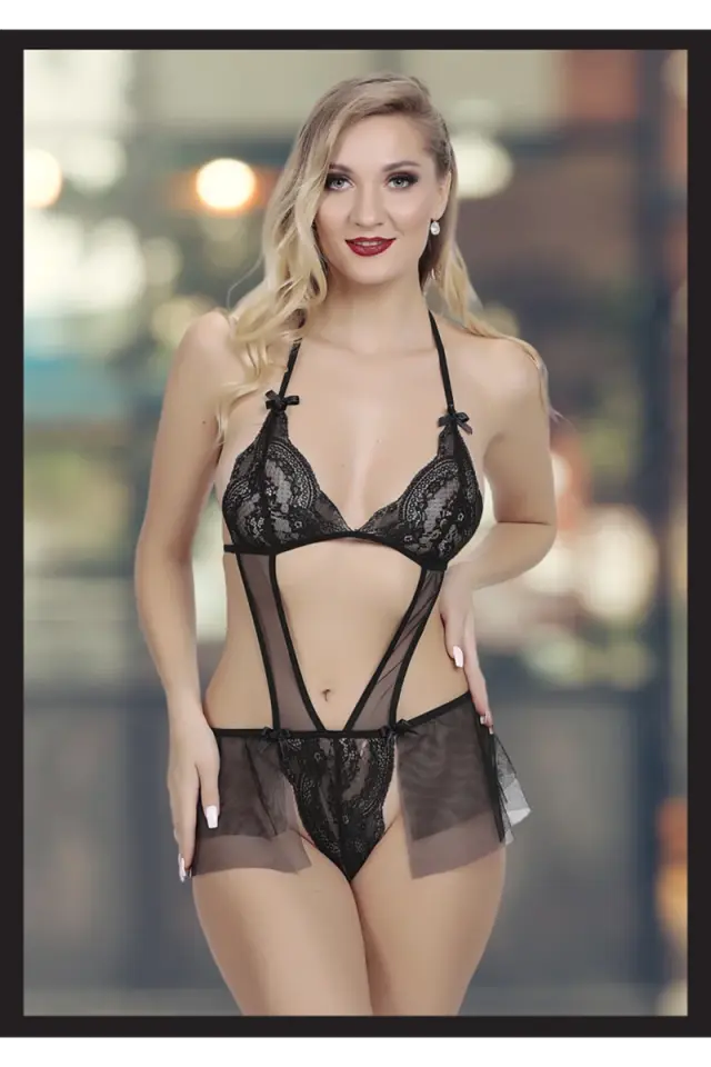 Kadin Siyah Seksi Fantezi Ozel Tasarim Etekli Fantezi Babydoll