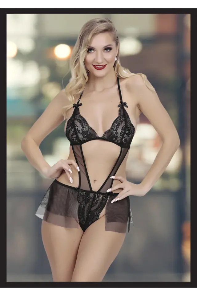 Kadin Siyah Seksi Fantezi Ozel Tasarim Etekli Fantezi Babydoll