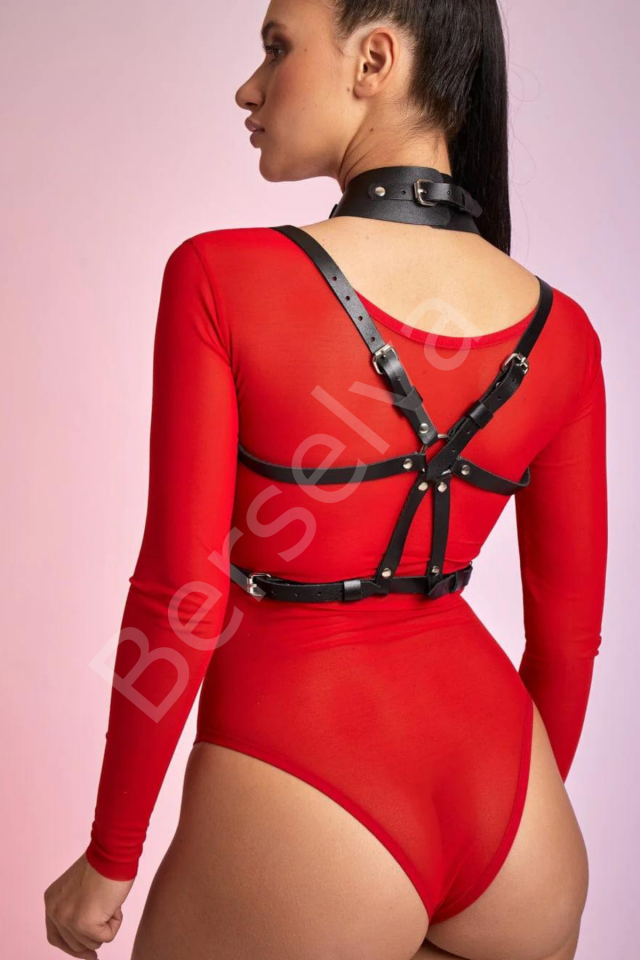Boyundan Bağlamalı Fantezi Önü Zincirli Harness Deri Üst Model Premium 800733