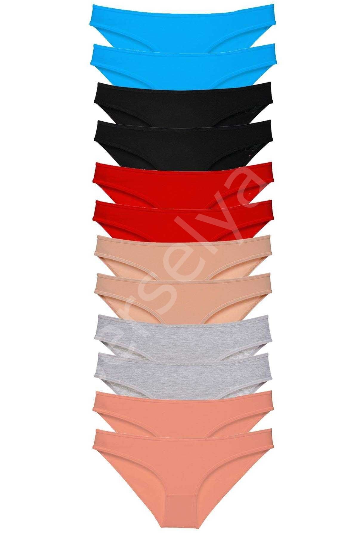 12 adet Eko Set Likralı Kadın Slip Külot Çok Renkli 1 XL