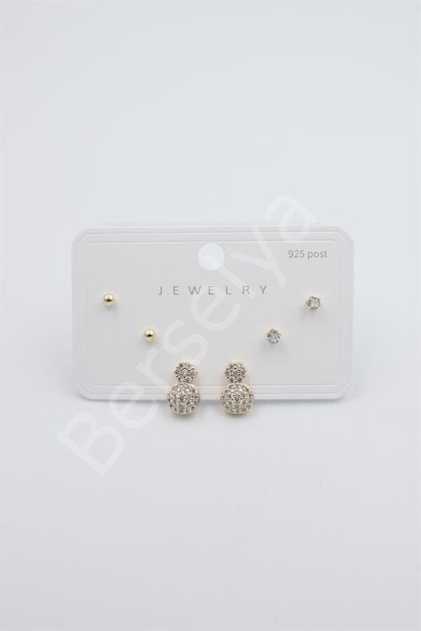 Çoklu Set Küpe - Altın