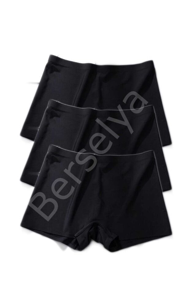 3 Adet Kadın Dikişsiz Görünmez İz Yapmaz Mini Şort Boxer Siyah